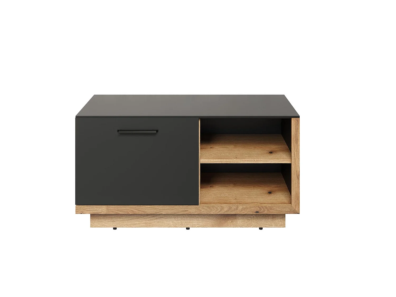 Synnax bank 1 klep, 2 planken grijs,eik decor.