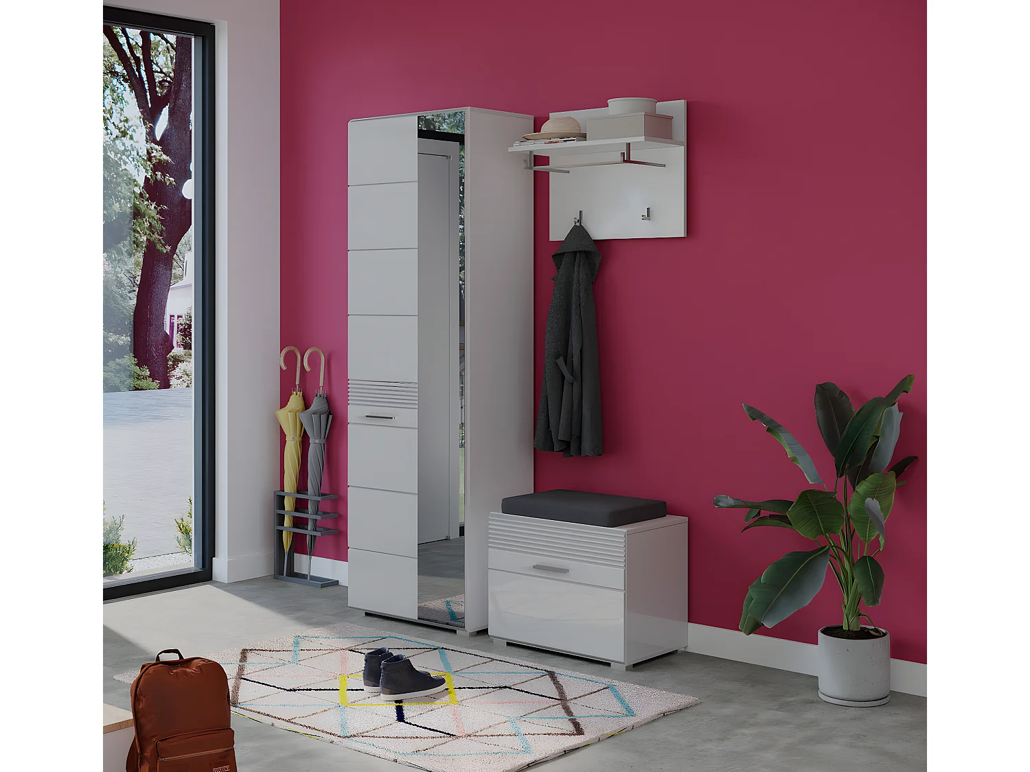 Linus banc avec stockage blanche.