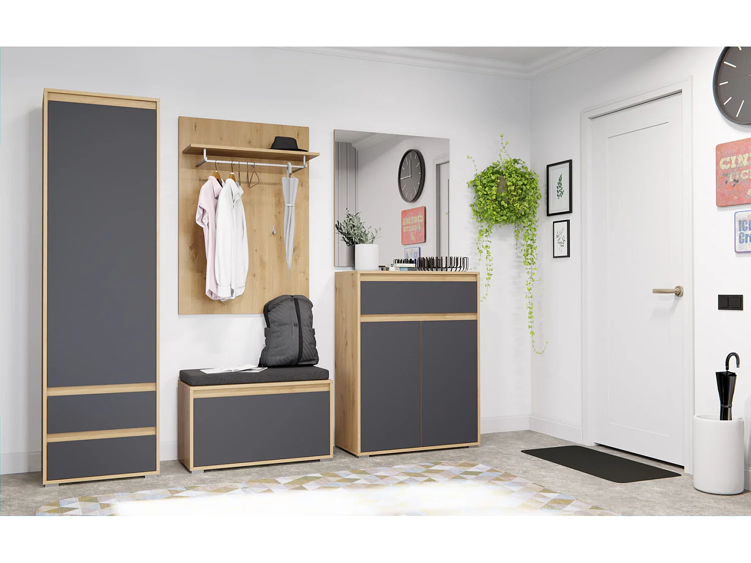 Torino bank met opslag eik decor.