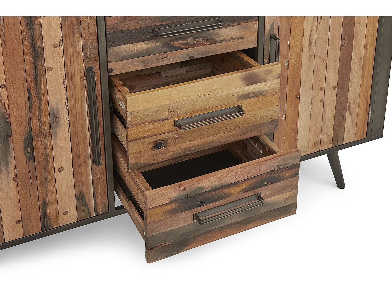 Nordic dressoir hoog met 2 deuren en 3 laden, naturel.