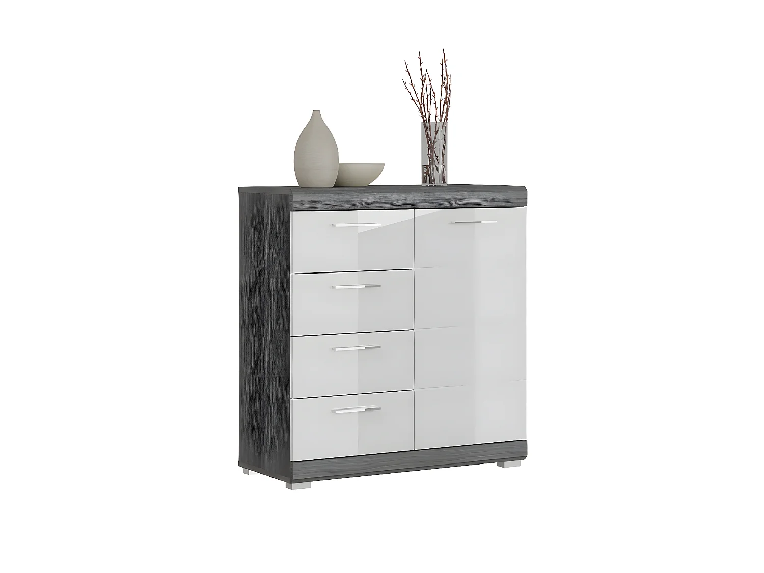 Scout dressoir 1 deur, 4 laden grijs.