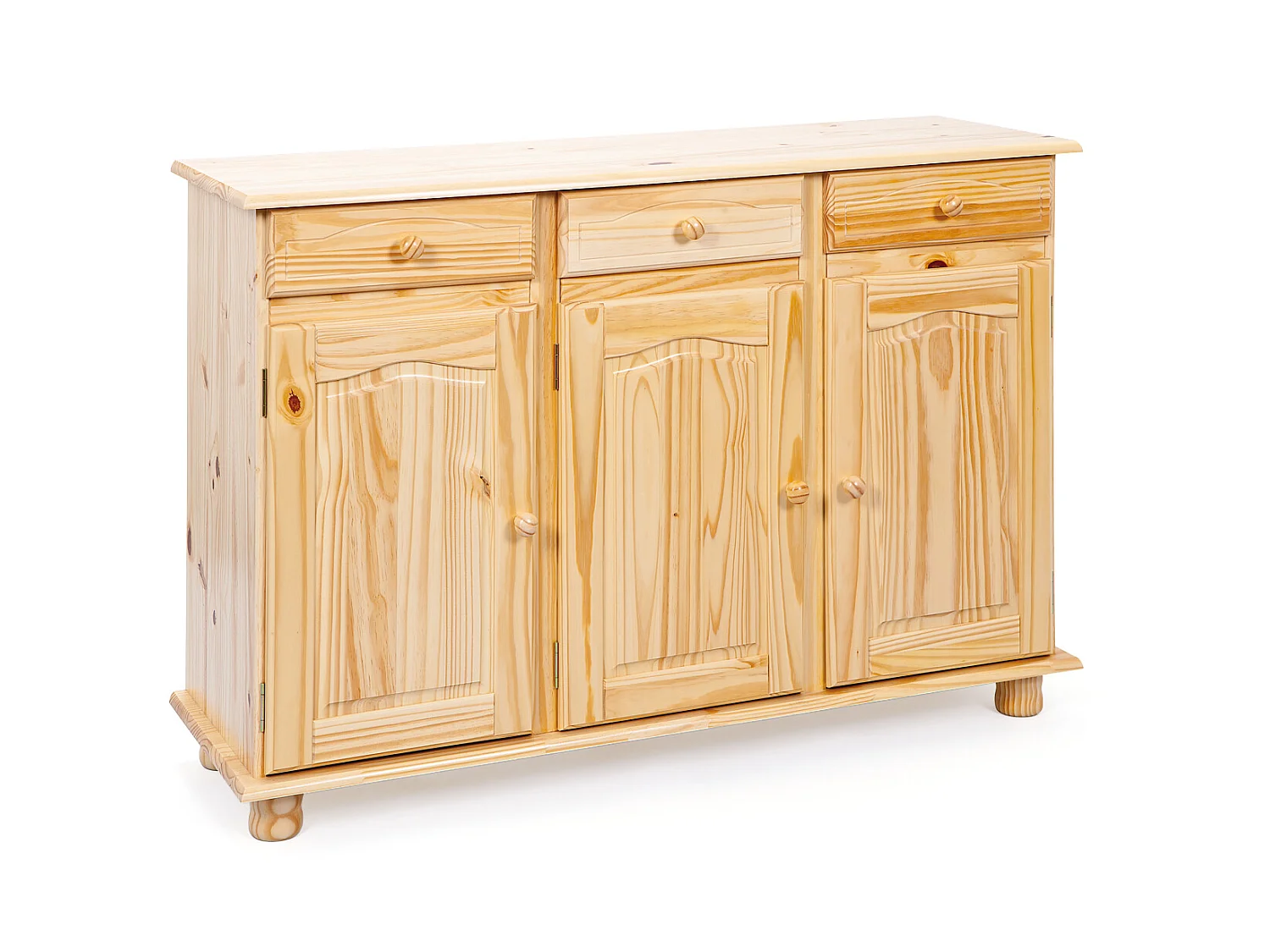 Abill Buffet 3 tiroirs, 3 portes, naturel.