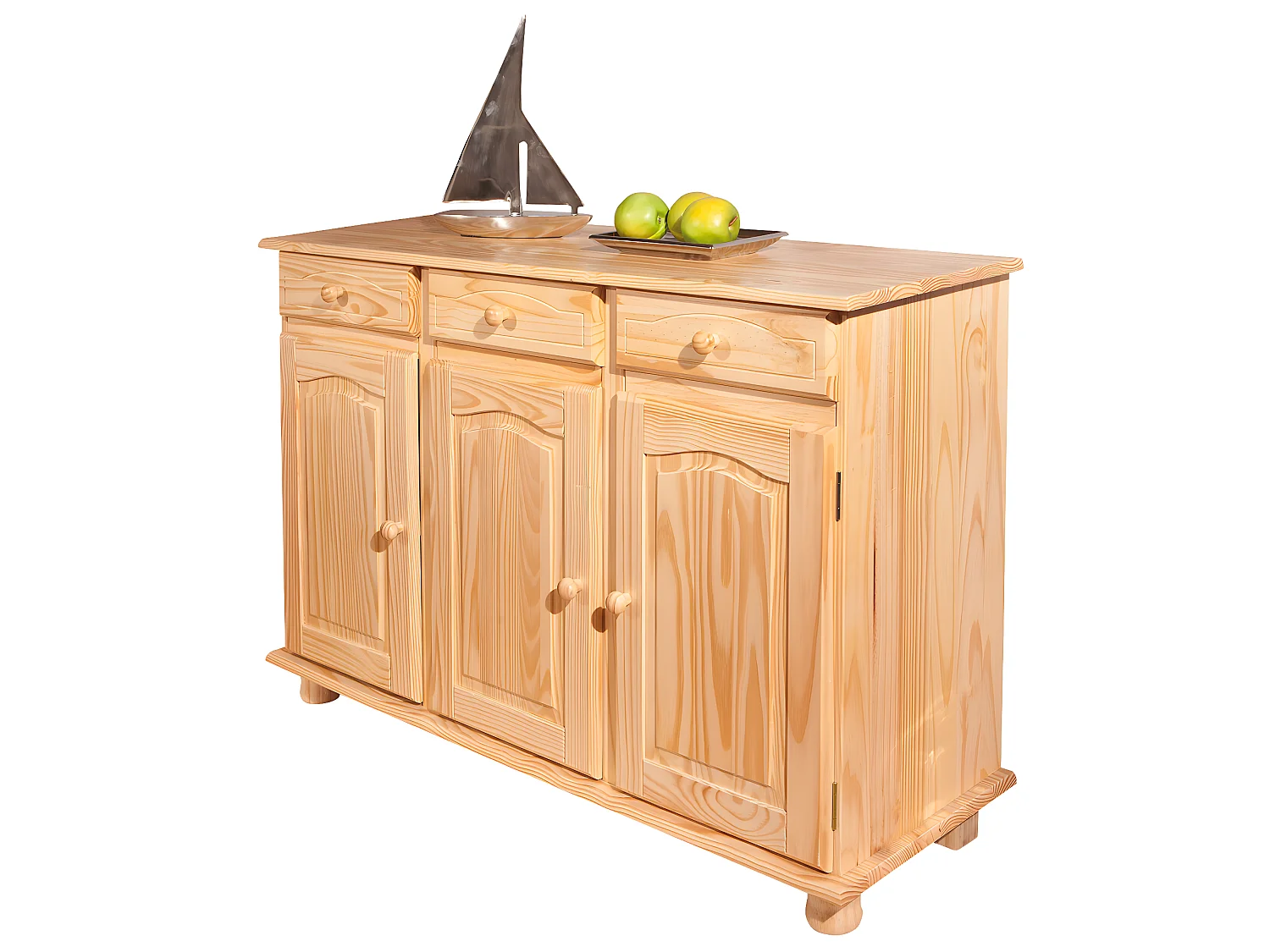 Abill Buffet 3 tiroirs, 3 portes, naturel.