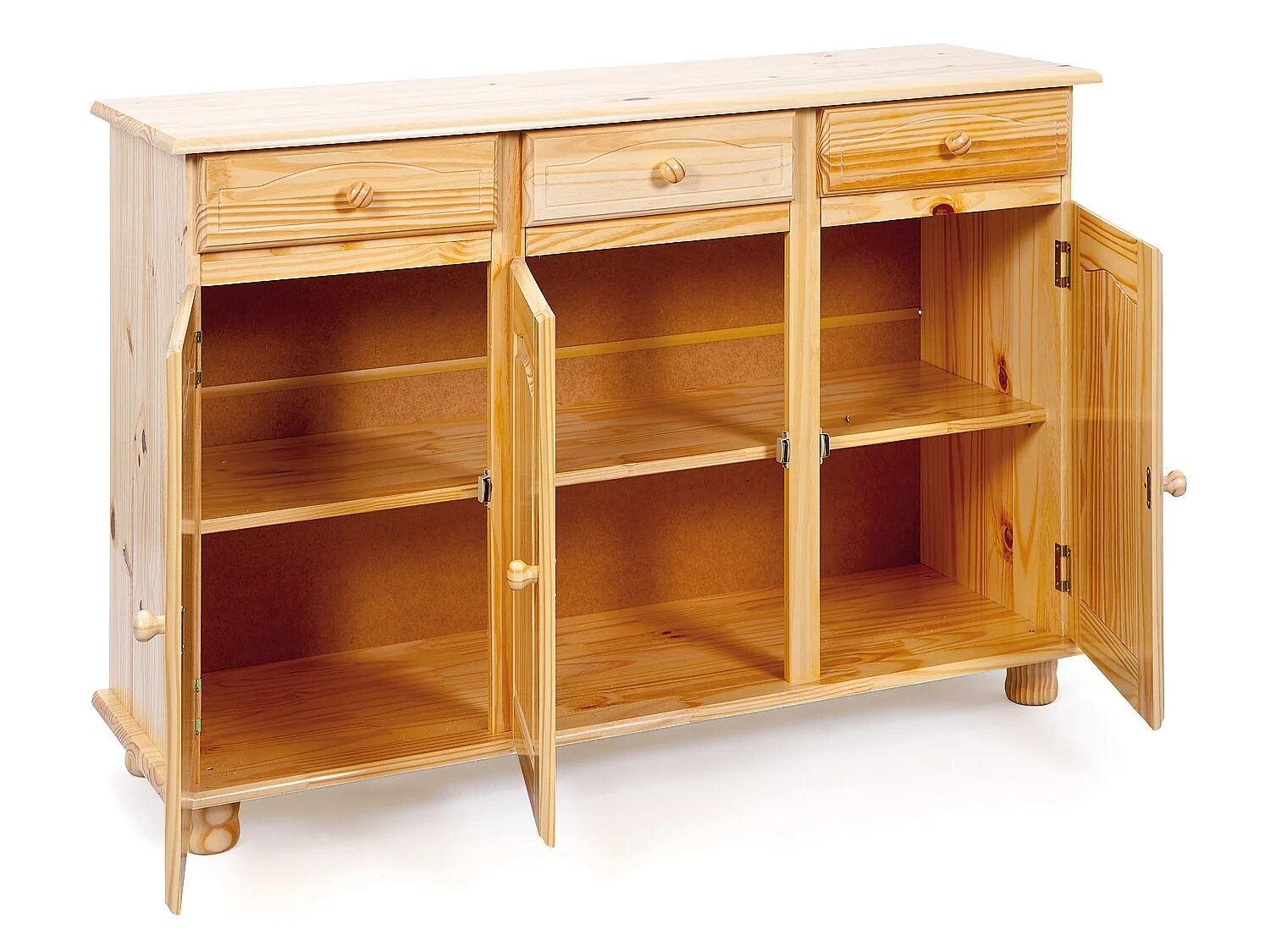 Abill Buffet 3 tiroirs, 3 portes, naturel.