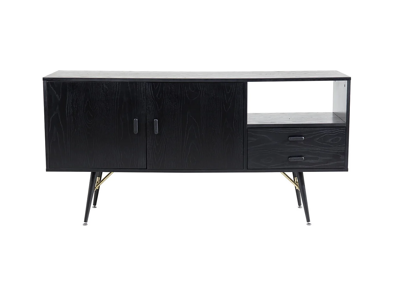 Bahut 2 Portes & 2 Tiroirs "Gold" 160cm Noir