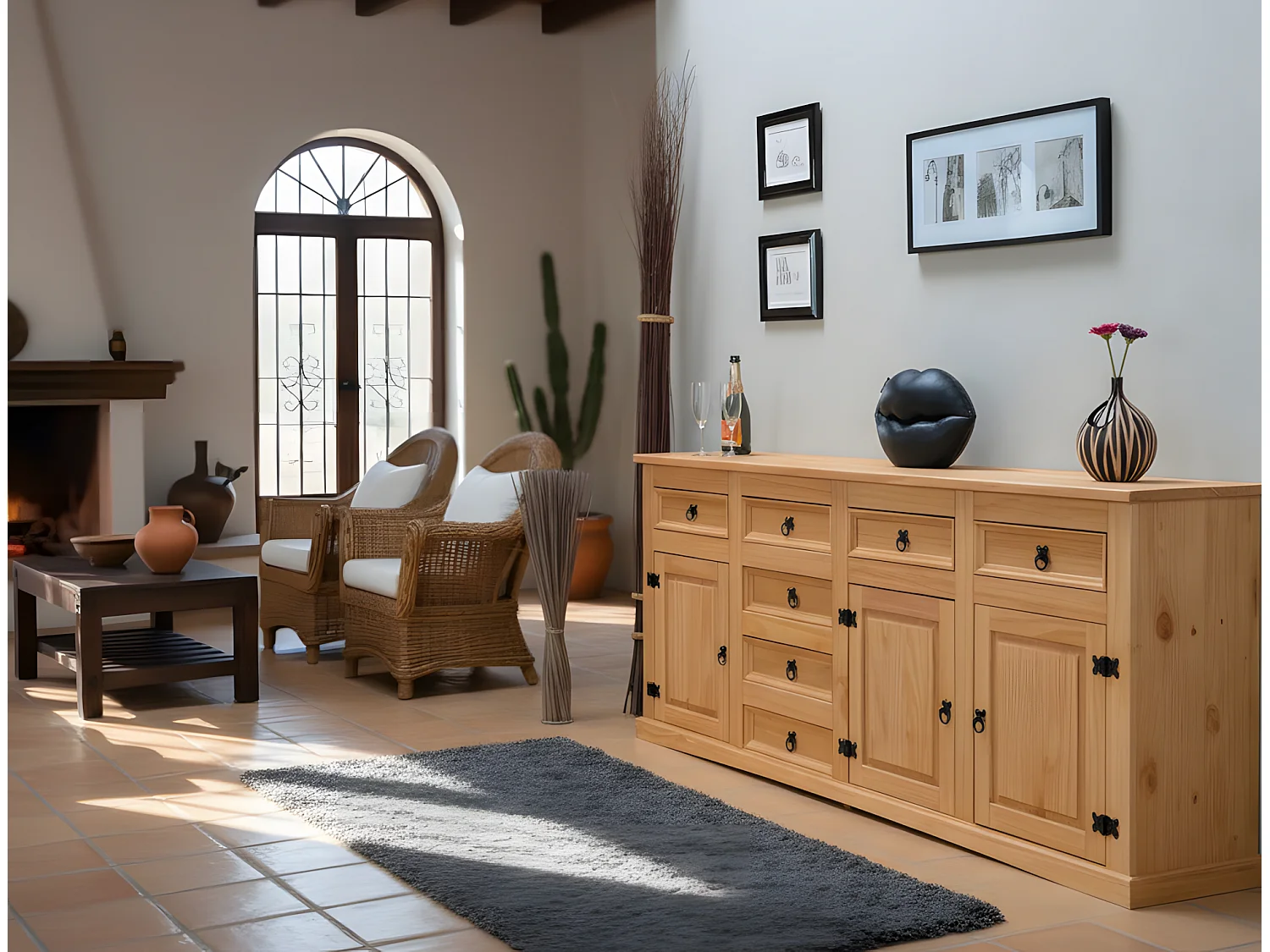 Dressoir New Mexico met 7 laden en 3 deurtjes.