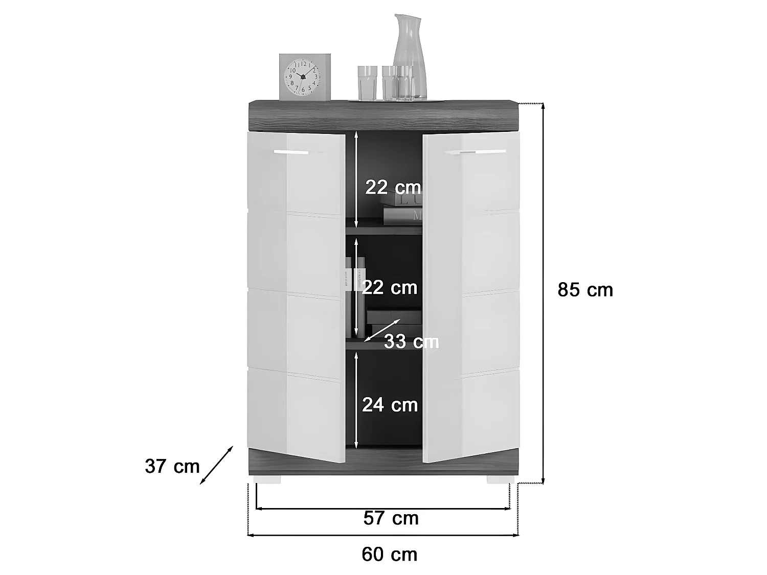 Scout buffet 2 portes gris.