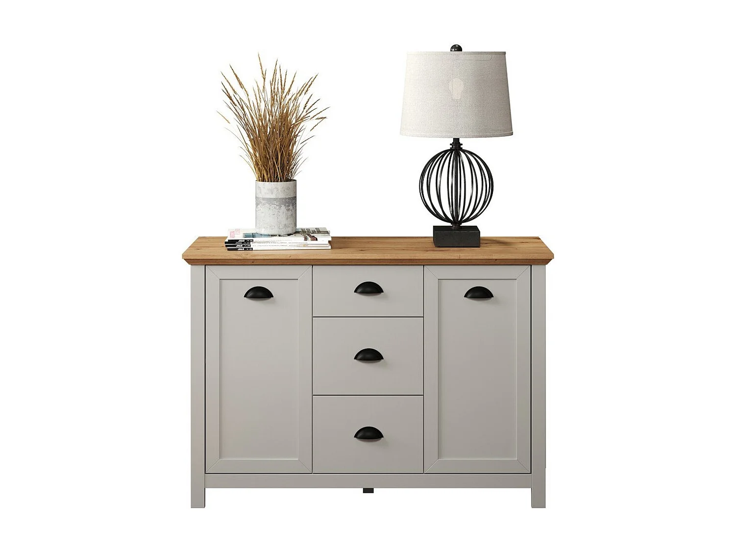 Landside dressoir 2 deuren, 3 laden, grijs.