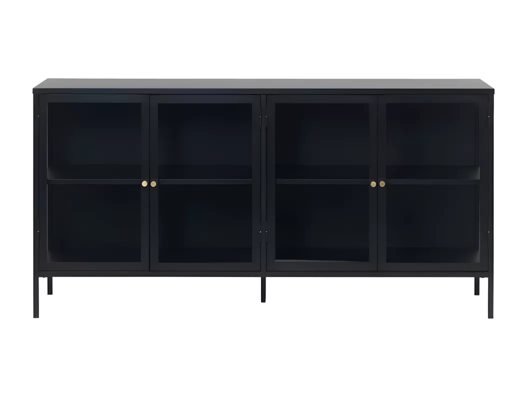 Kauf Unique Carmel Sideboard mit 4 Glastüren Stahl schwarz