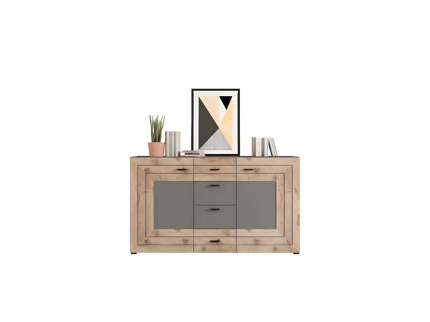 Freno dressoir 2 deuren, 4 laden grijs.