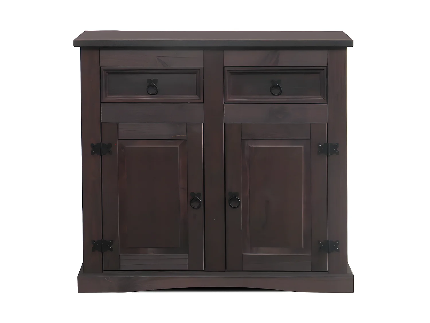 New Mexico Buffet, largeur 91 cm, hauteur 84 cm, avec 2 tiroirs et 2 portes, coloniales cémentées/ciré.