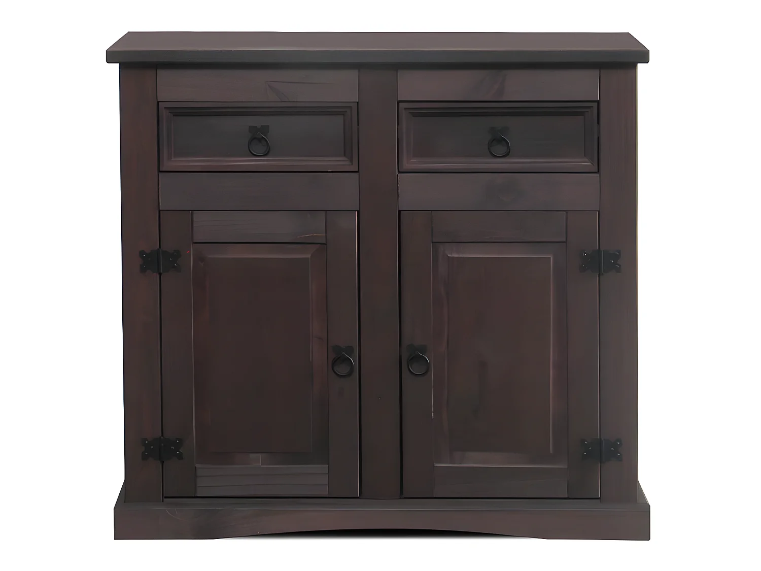 New Mexico Buffet, largeur 91 cm, hauteur 84 cm, avec 2 tiroirs et 2 portes, coloniales cémentées/ciré.