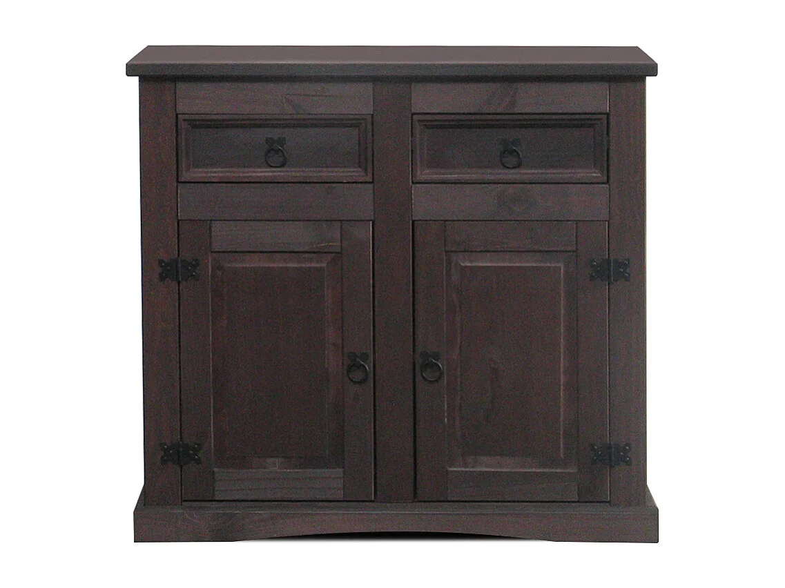 New Mexico Buffet, largeur 91 cm, hauteur 84 cm, avec 2 tiroirs et 2 portes, coloniales cémentées/ciré.