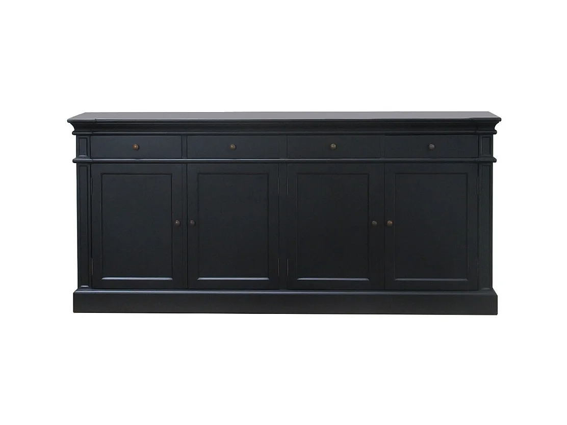 Amaretta Buffet avec 4 portes et 4 tiroirs largeur 186 cm, hauteur 86 cm, noir vintage.