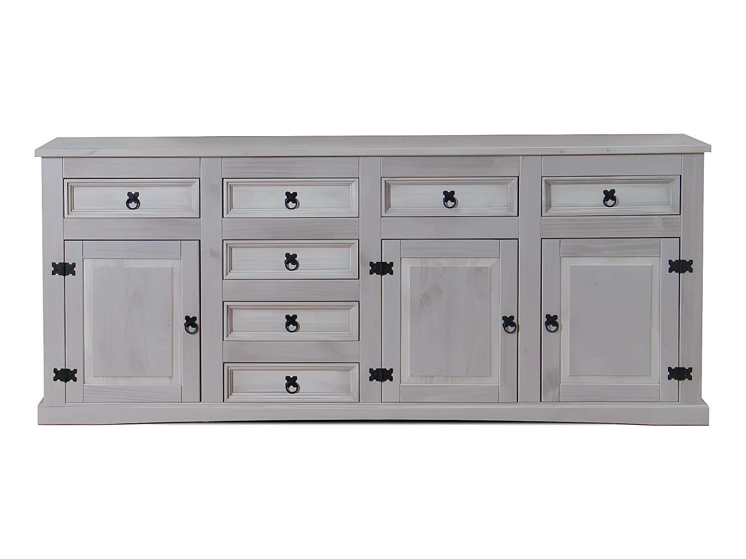 New Mexico Armoire avec 7 tiroirs et 3 portes, largeur 200 cm, hauteur 84 cm gris.