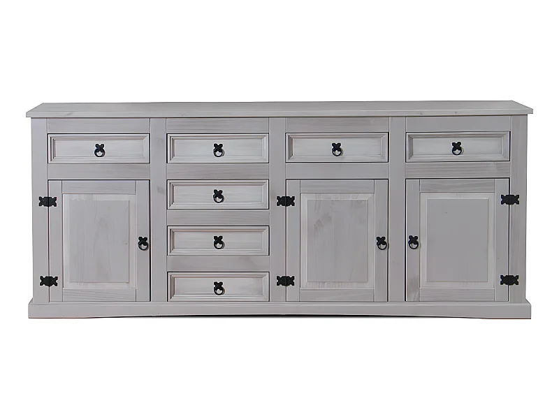 New Mexico Armoire avec 7 tiroirs et 3 portes, largeur 200 cm, hauteur 84 cm gris.