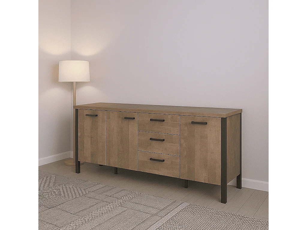 Emile Sideboard 3 Türen, 3 Schubladen, EicheTabak dekor.