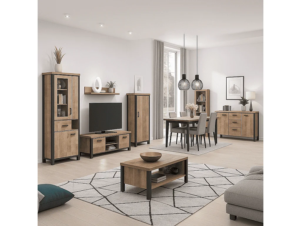 Emile Sideboard 3 Türen, 3 Schubladen, EicheTabak dekor.