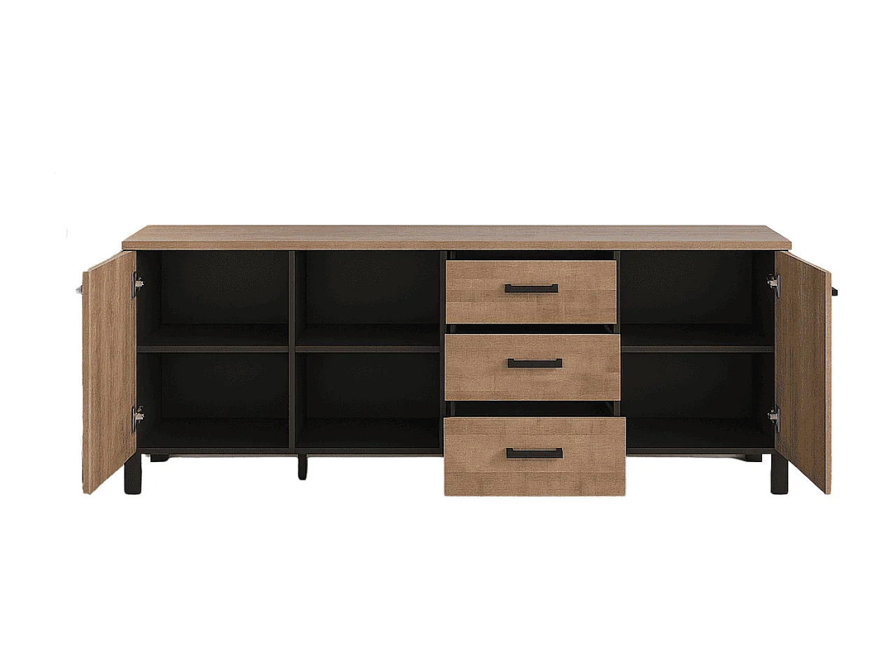 Emile Sideboard 3 Türen, 3 Schubladen, EicheTabak dekor.