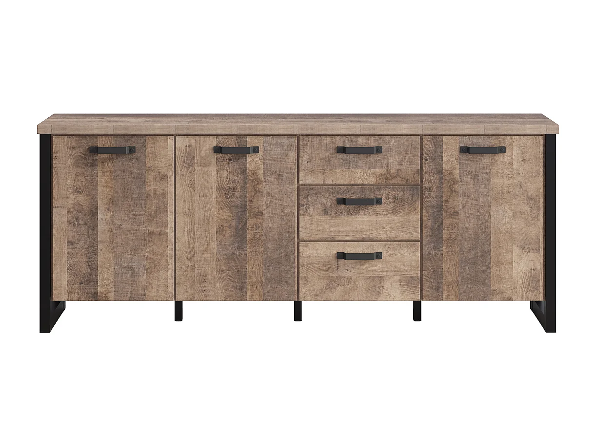 Emile dressoir 3 deuren, 3 laden, eik decor.