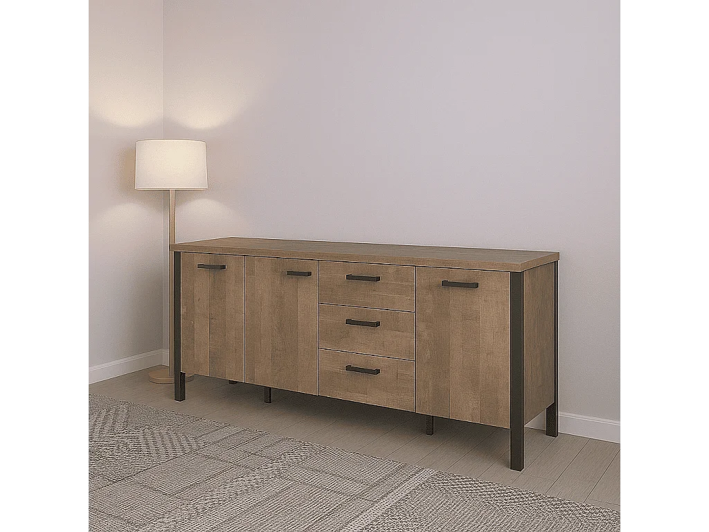 Buffet bas 3 portes et 3 tiroirs L214 cm -EMILE