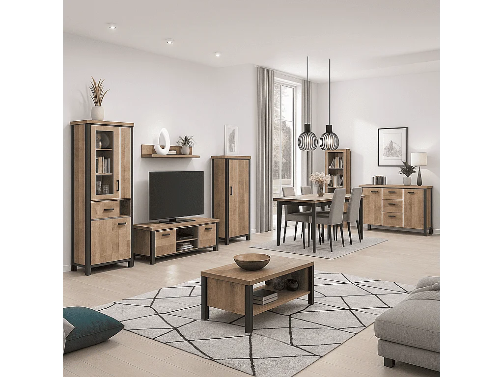 Buffet bas 3 portes et 3 tiroirs L214 cm -EMILE