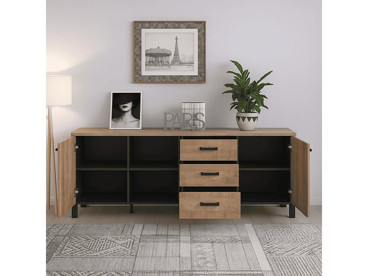 Credenza bassa 3 ante e 3 cassetti L214 cm - EMILE