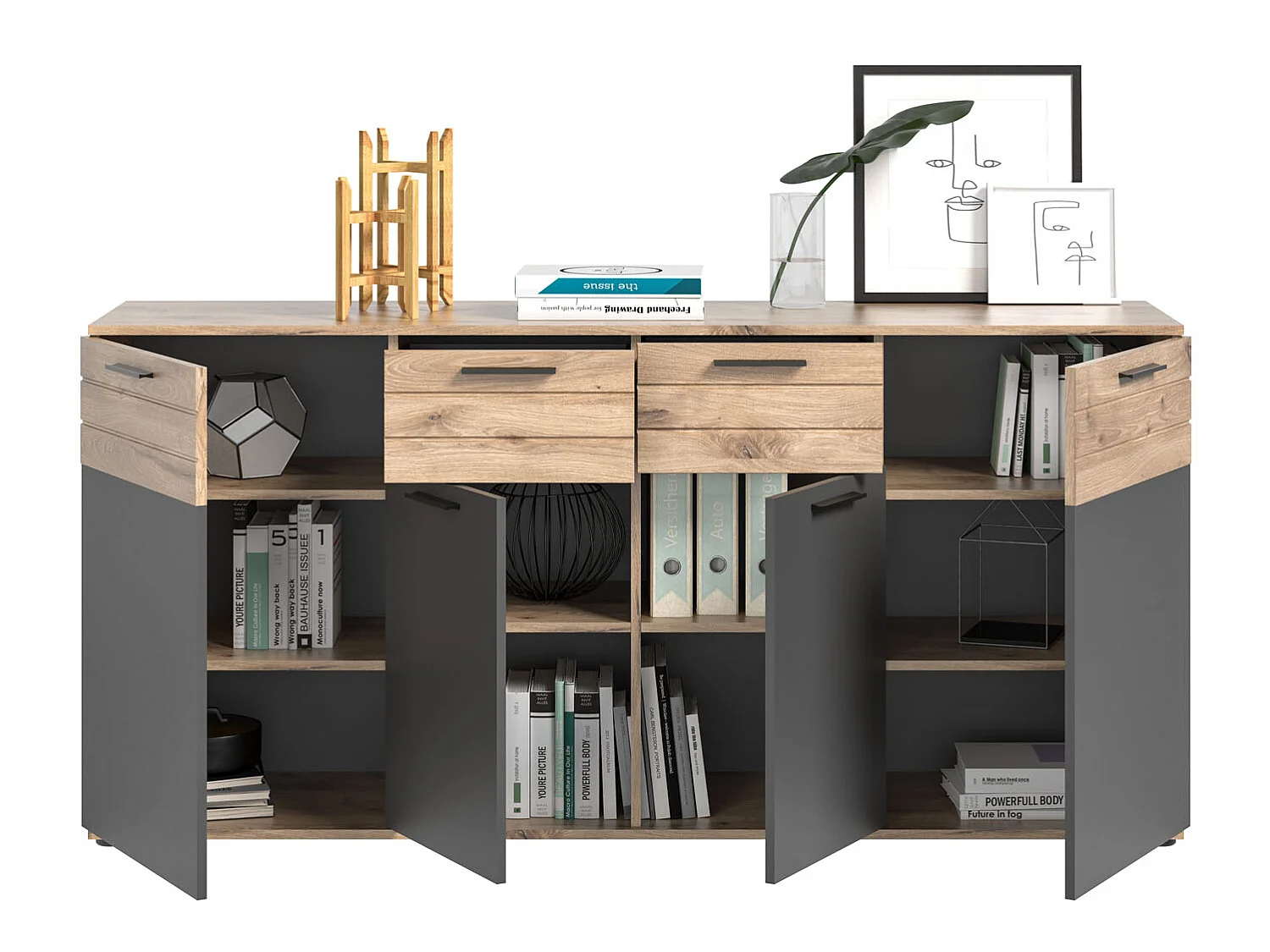 Mason Sideboard 4 Türen, 1 Schublade Eiche dekor.