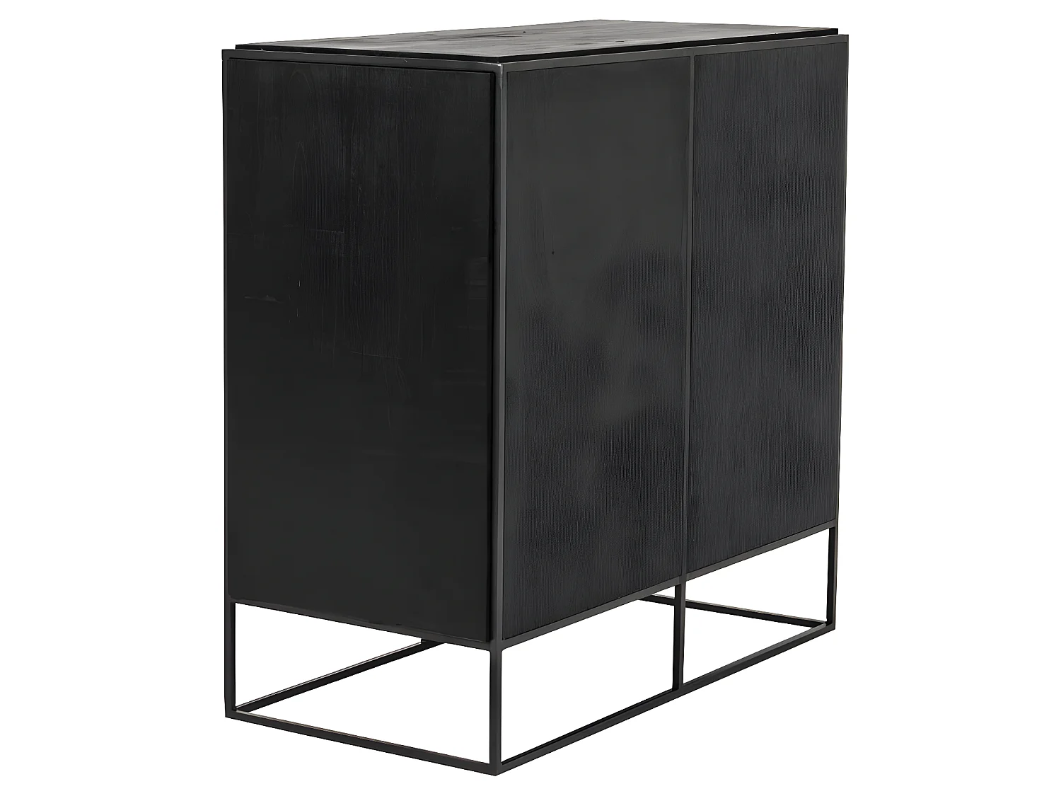 Rustika dressoir met 2 deuren, rustiek boothout & zwart.