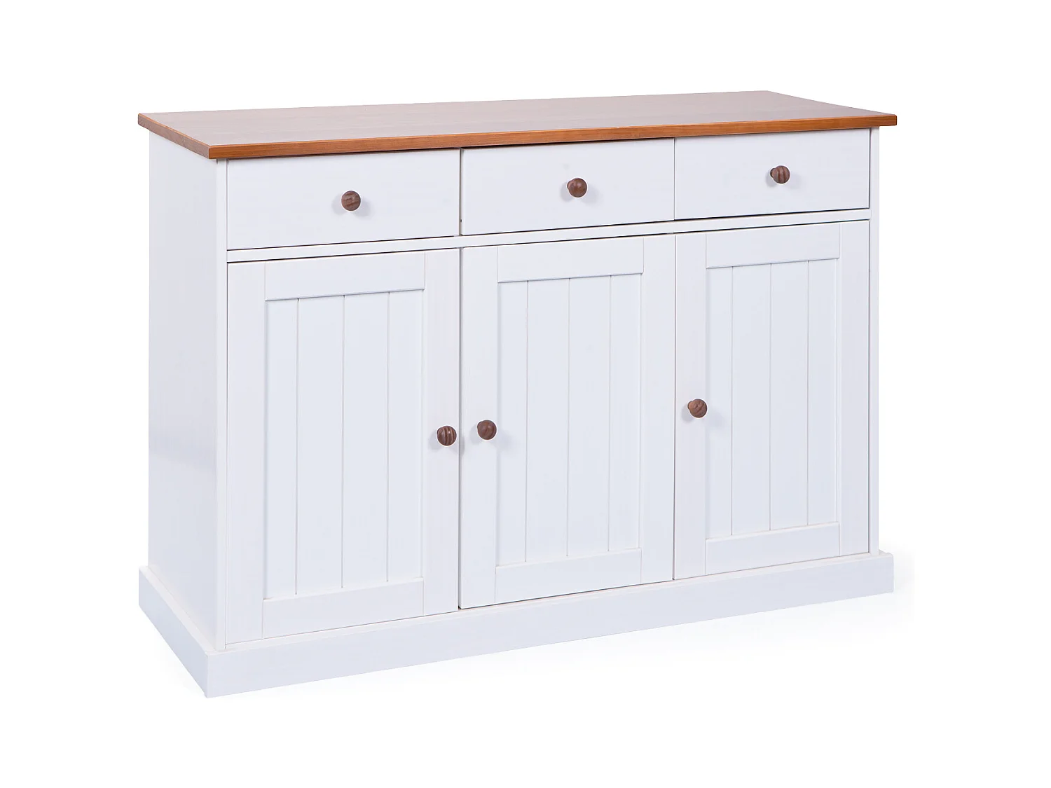 Wright dressoir 3 deuren, 3 lades wit, bruin.
