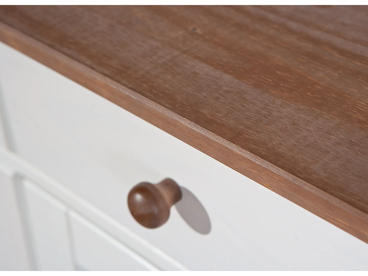 Wright Buffet 3 portes, 3 tiroirs, blanc, marron.