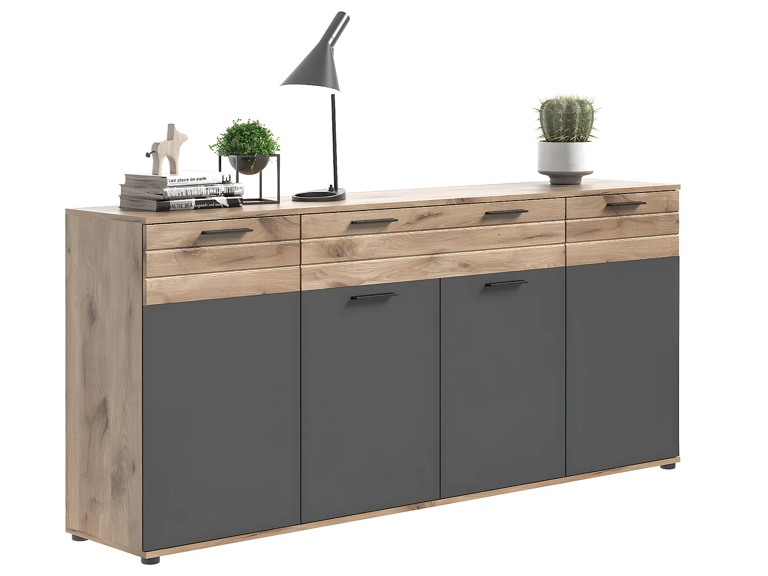 Mason dressoir 4 deuren, 1 lade eik decor.