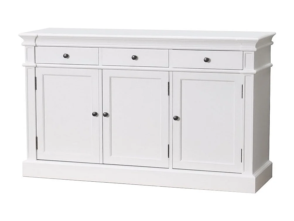 Amaretta Sideboard antik weiß, antik patiniert, mit 3 Türen und 3 Schubladen. Breite 142 cm, Höhe 86 cm.