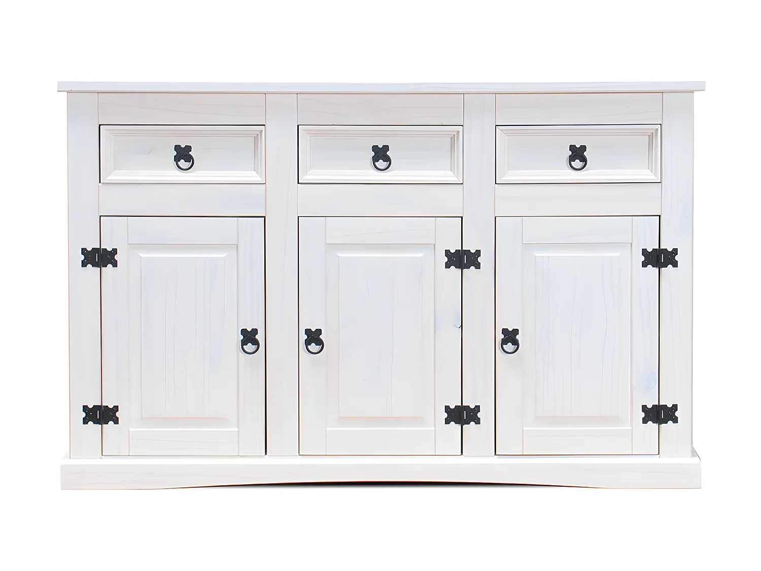 New Mexico Sideboard Breite 132 cm, Höhe 84 cm mit 3 Schubladen und 3 Türen weiss/Wachs.