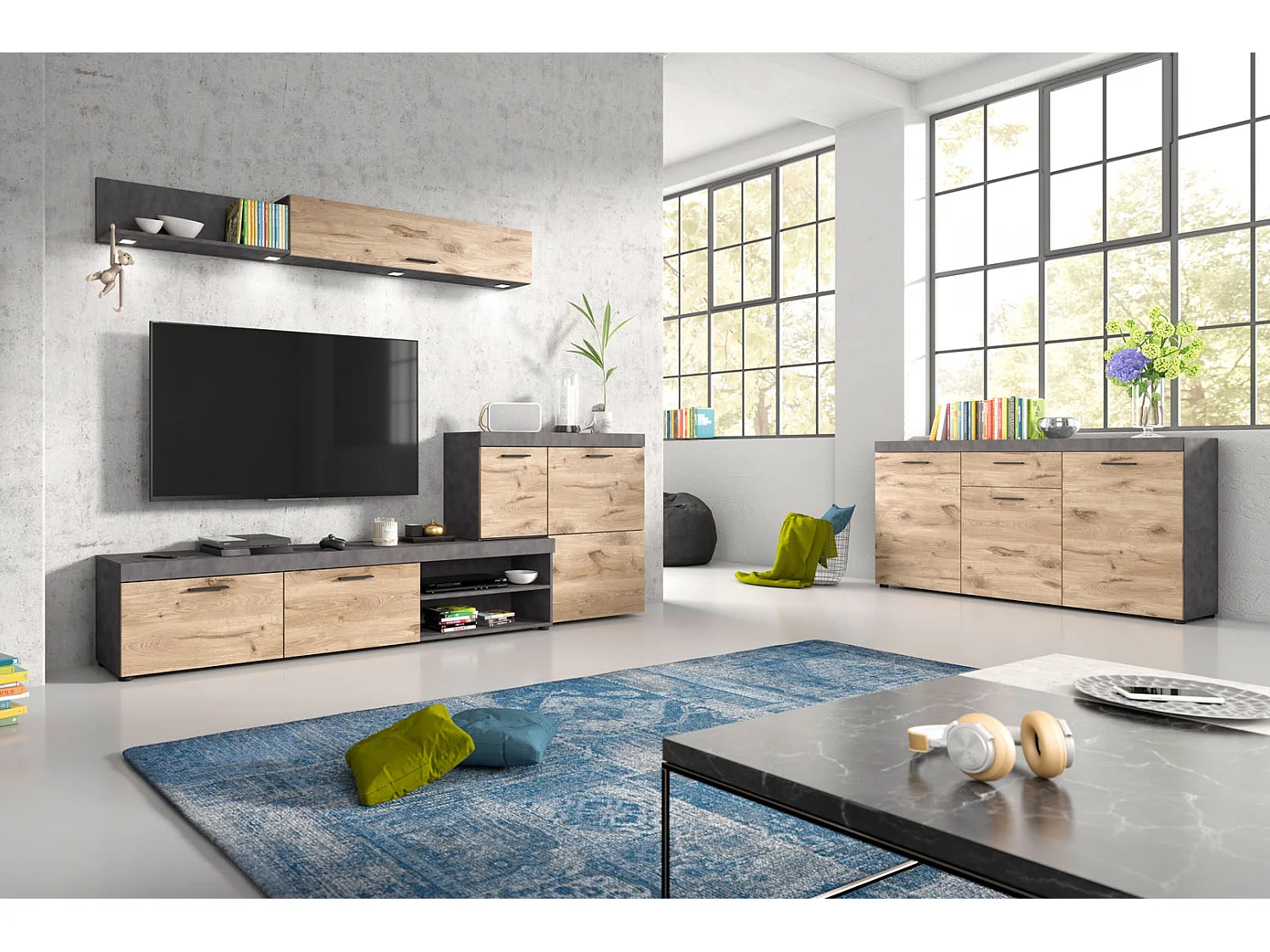 Swift dressoir 3 deuren, 1 lade eik decor.