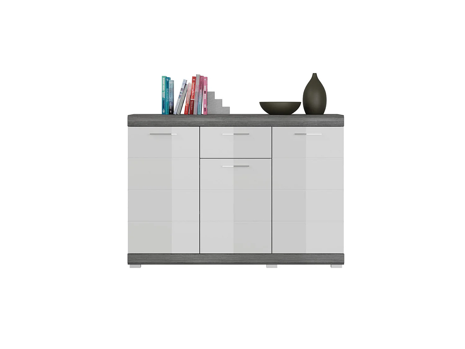 Scout Sideboard 3 Türen, 1 Schublade grau.