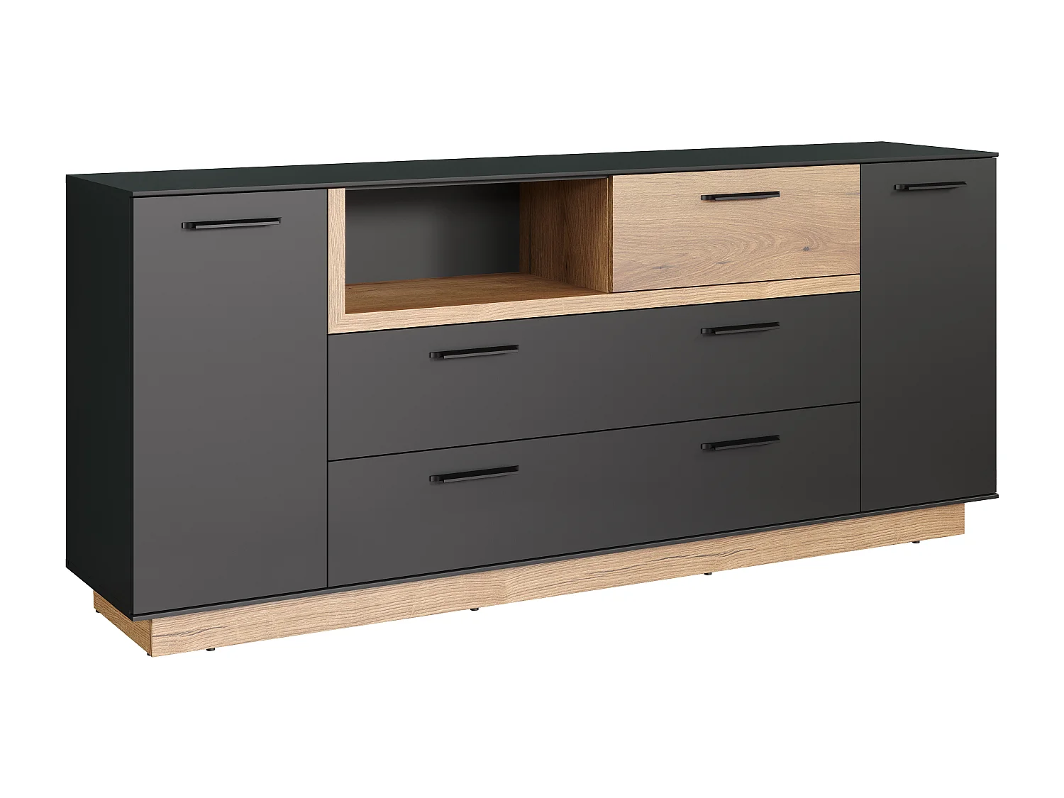 Synnax Sideboard 2 Türen, 2 Klaptüren, 1 Schublade, 1 Ablage grau,Eiche dekor.