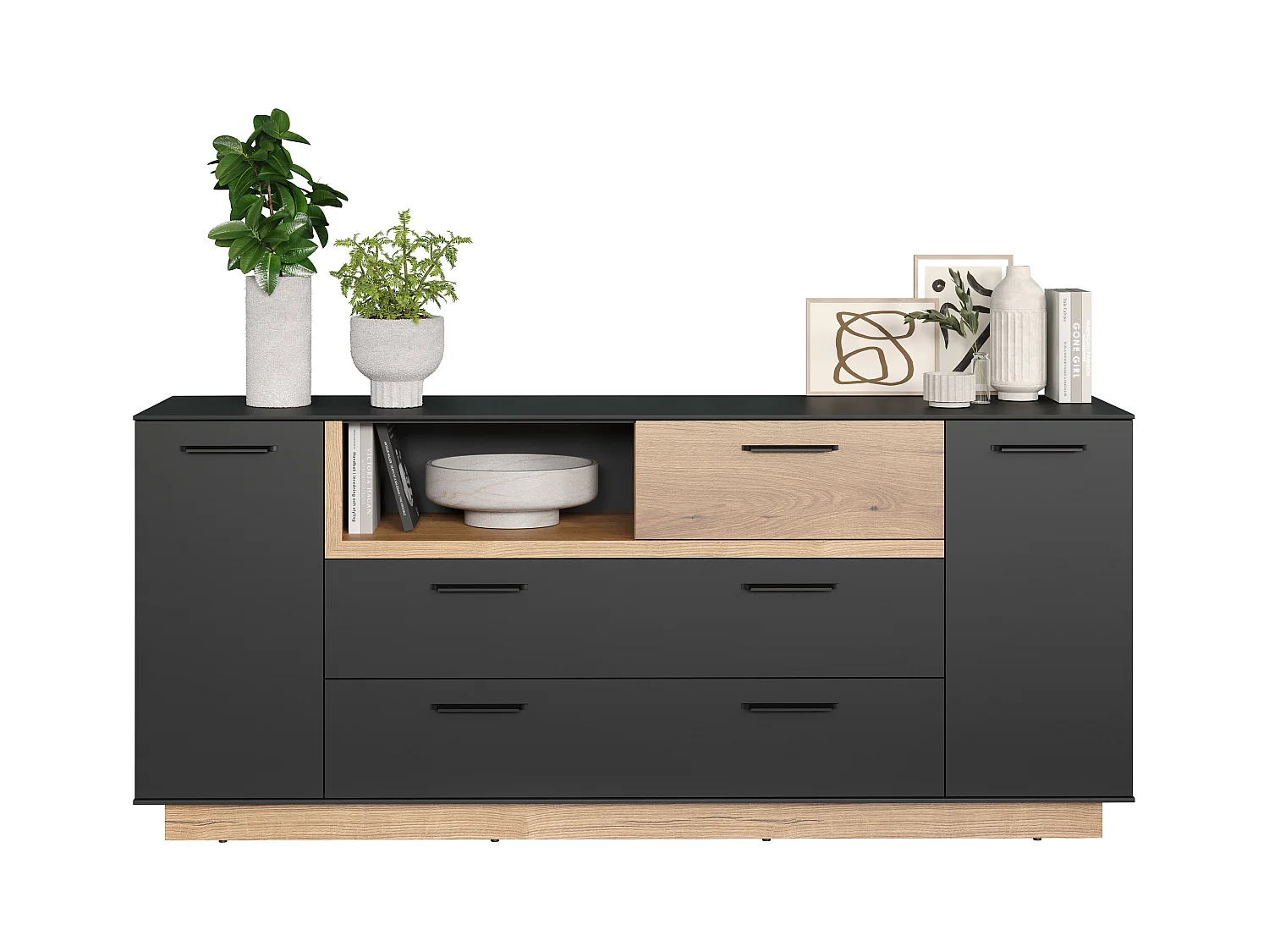 Buffet en gris et chêne Evoke Lunix 187cm