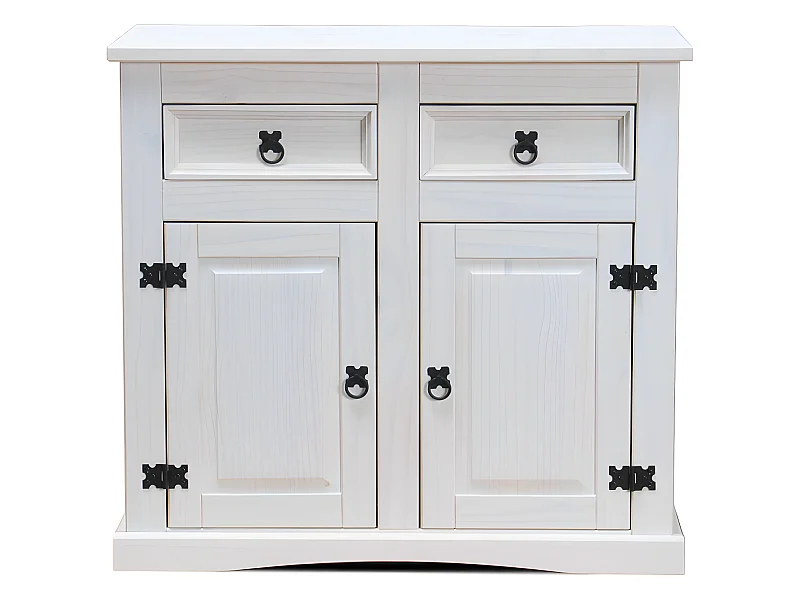 New Mexico Buffet, largeur 91 cm, hauteur 84 cm, avec 2 tiroirs et 2 portes, blanc/ciré.