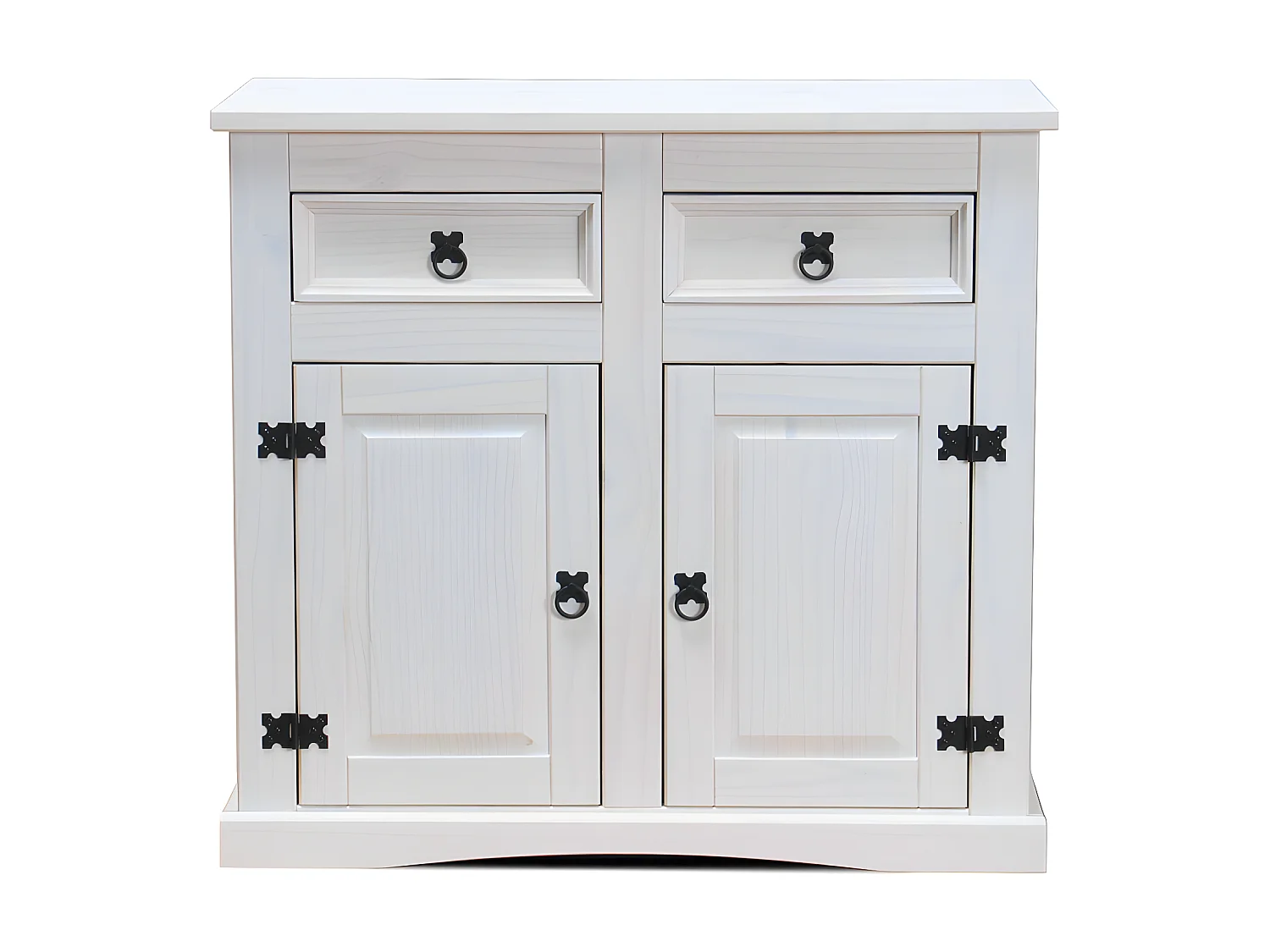 New Mexico Buffet, largeur 91 cm, hauteur 84 cm, avec 2 tiroirs et 2 portes, blanc/ciré.