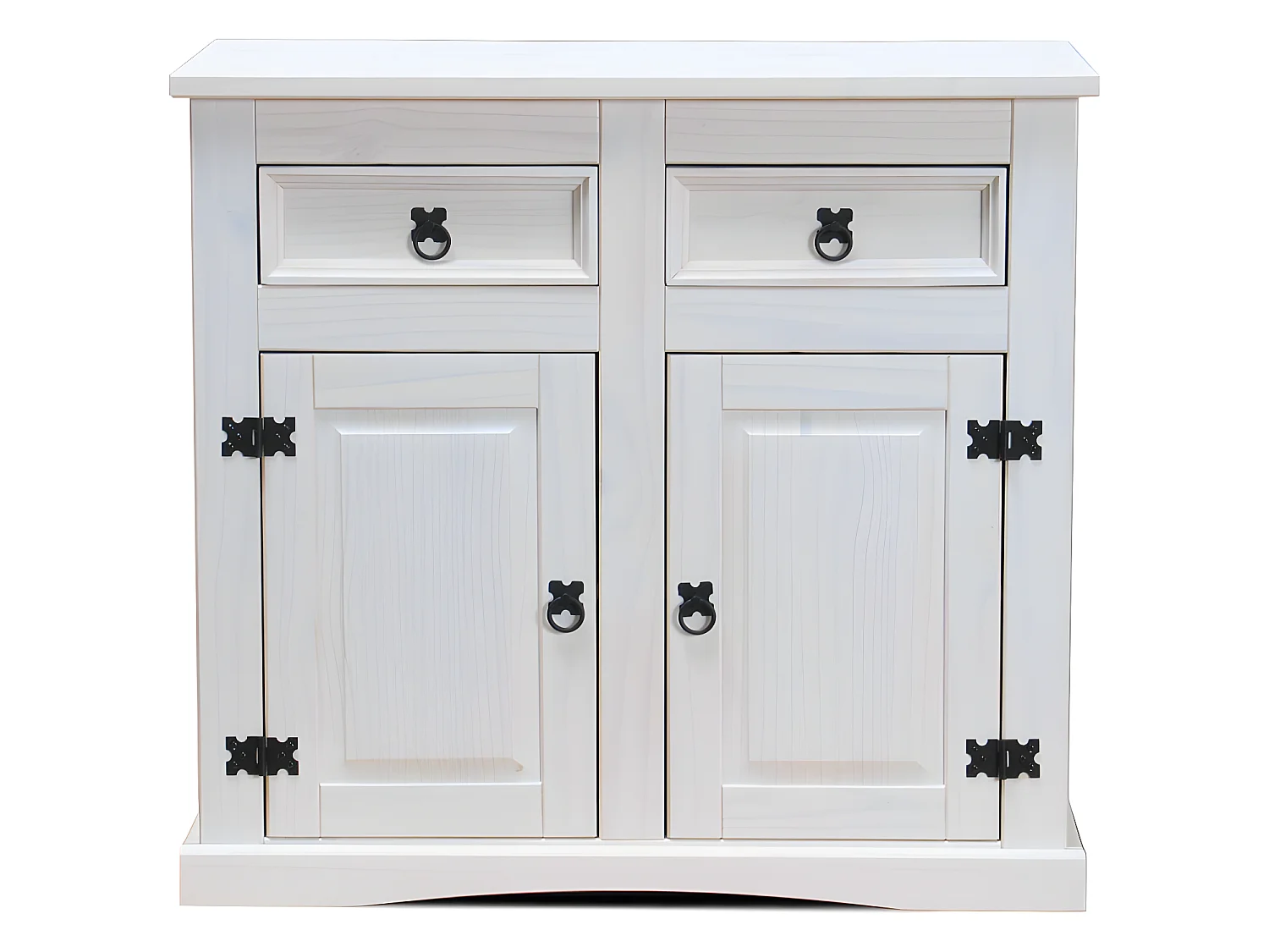 New Mexico Sideboard Breite 91 cm, Höhe 84 cm mit 2 Schubladen und 2 Türen weiss/Wachs.