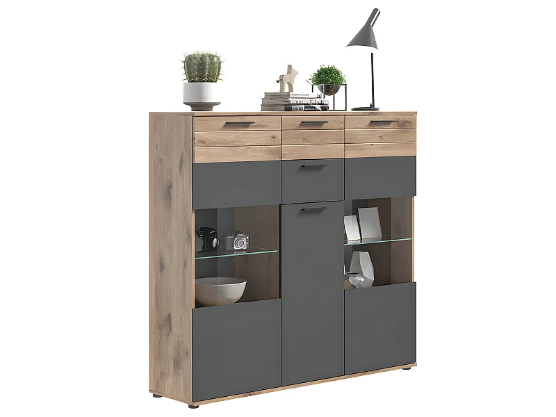 Mason Sideboard 3 Türen, 2 Schubladen Eiche dekor.