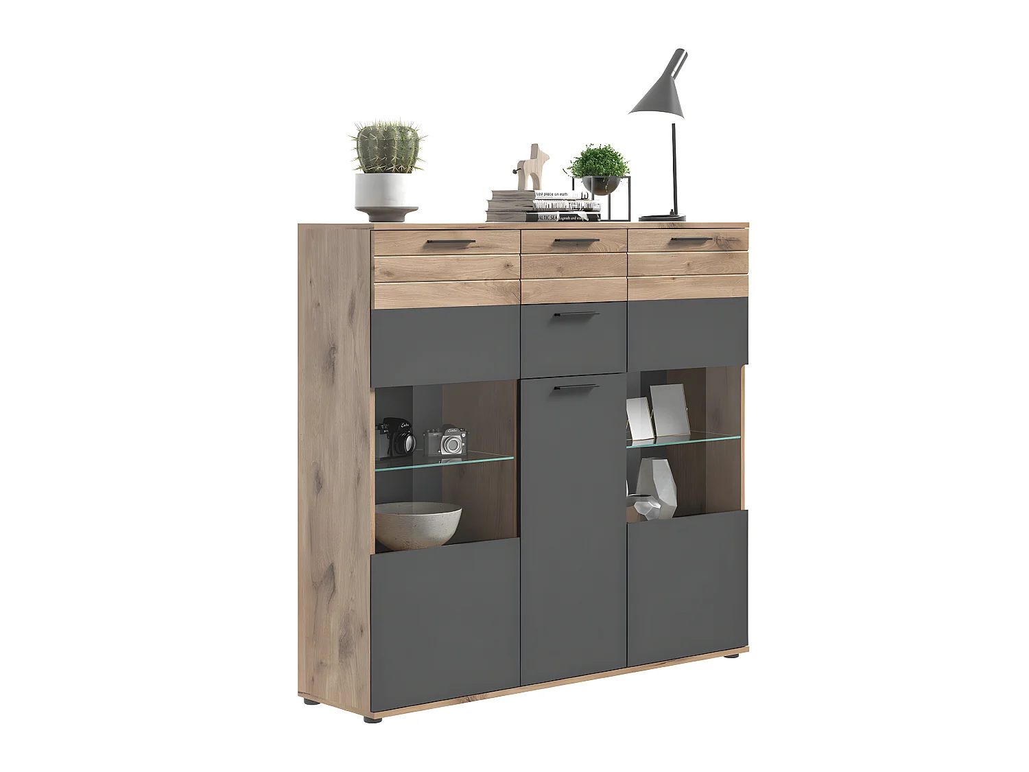 Mason Sideboard 3 Türen, 2 Schubladen Eiche dekor.
