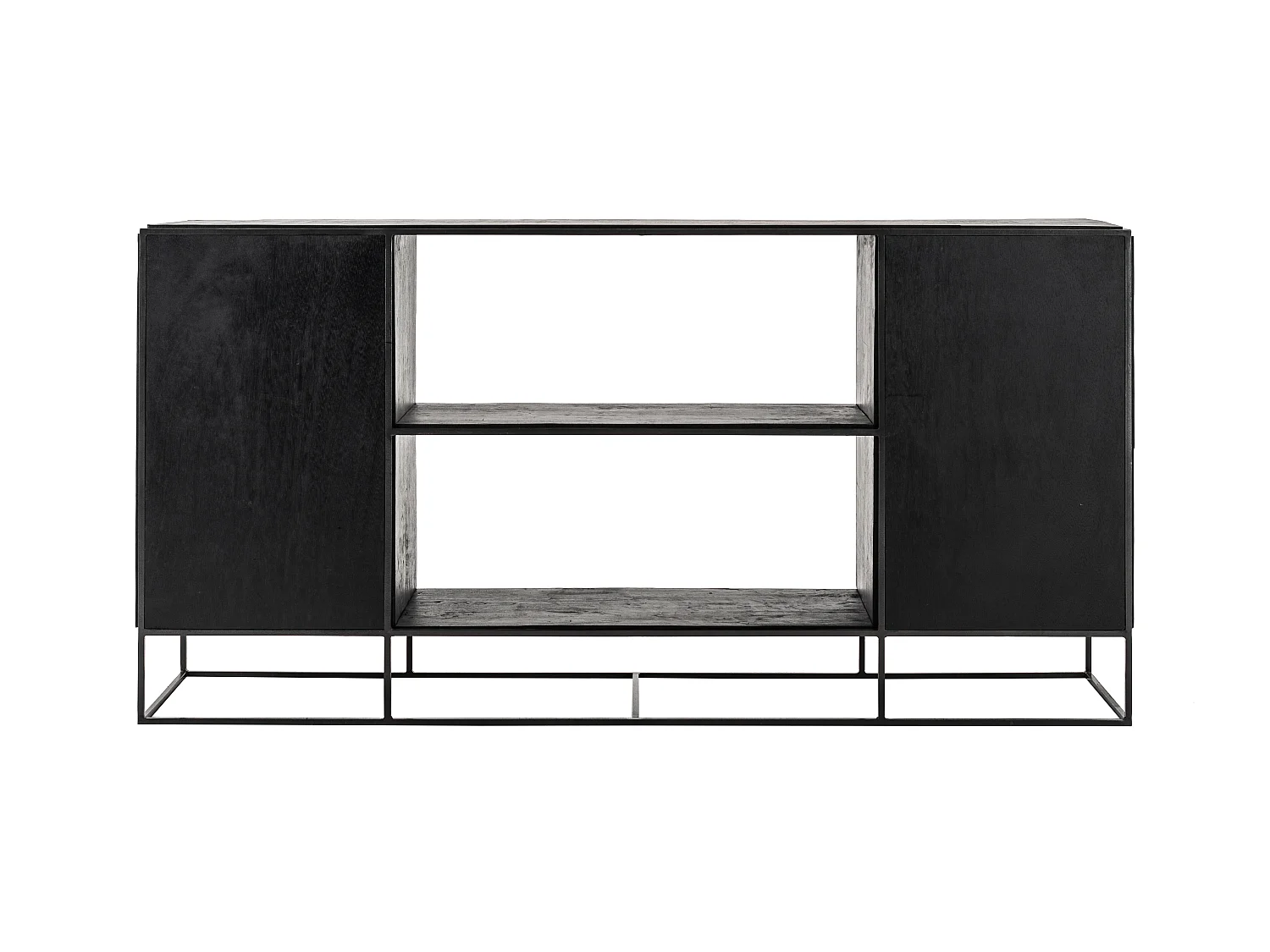 Rustika dressoir met 2 deuren, rustiek boothout & zwart.