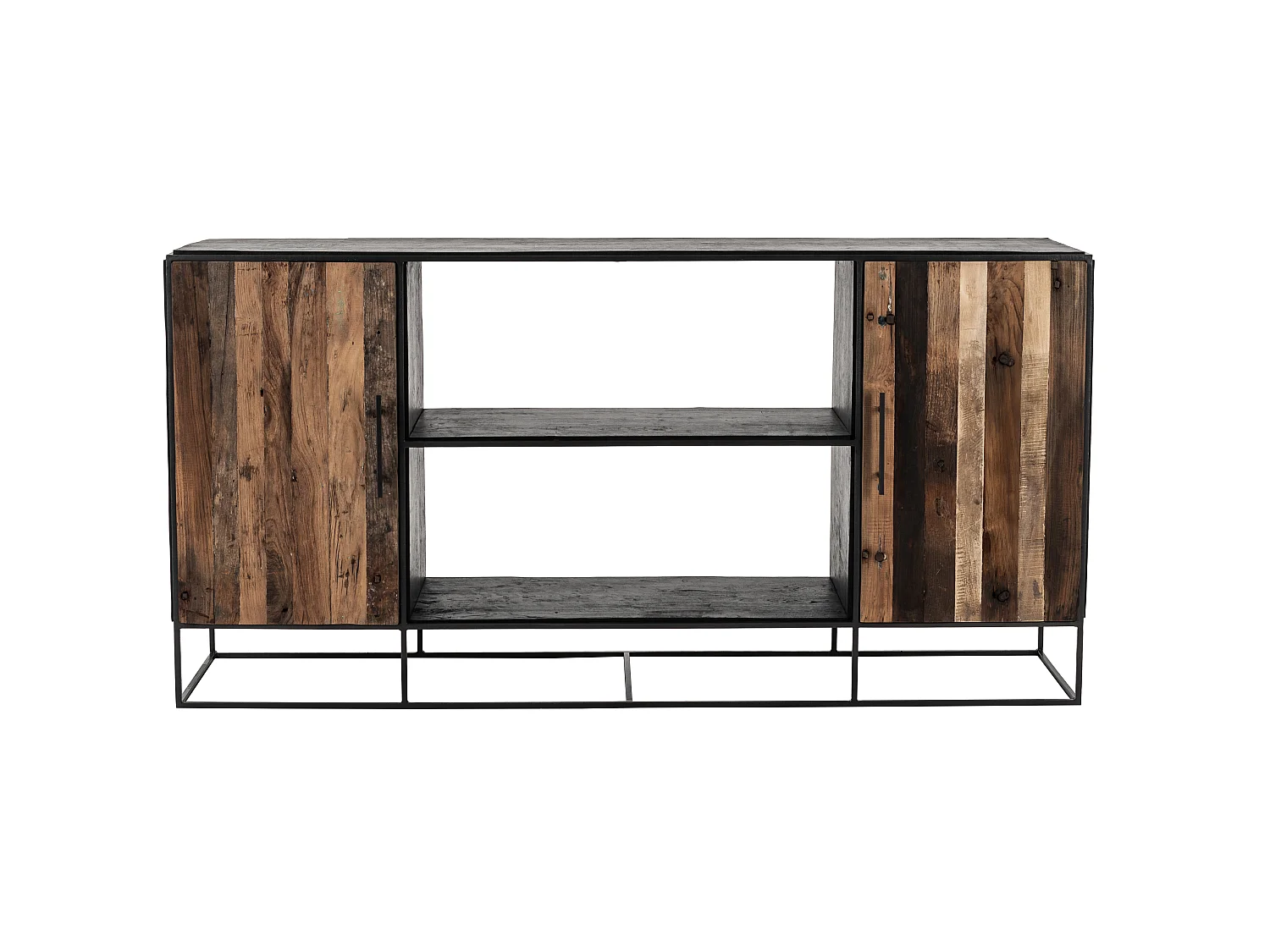 Rustika Buffet avec 2 portes, bois de bateau, rustique et noir.
