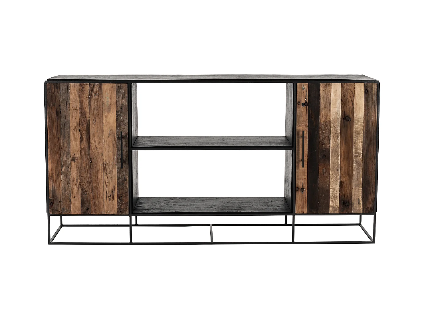 Rustika Sideboard mit 2 Türen, rustikales Bootsholz & schwarz.