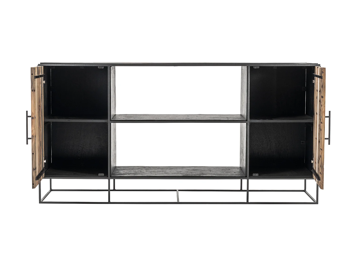 Rustika Sideboard mit 2 Türen, rustikales Bootsholz & schwarz.