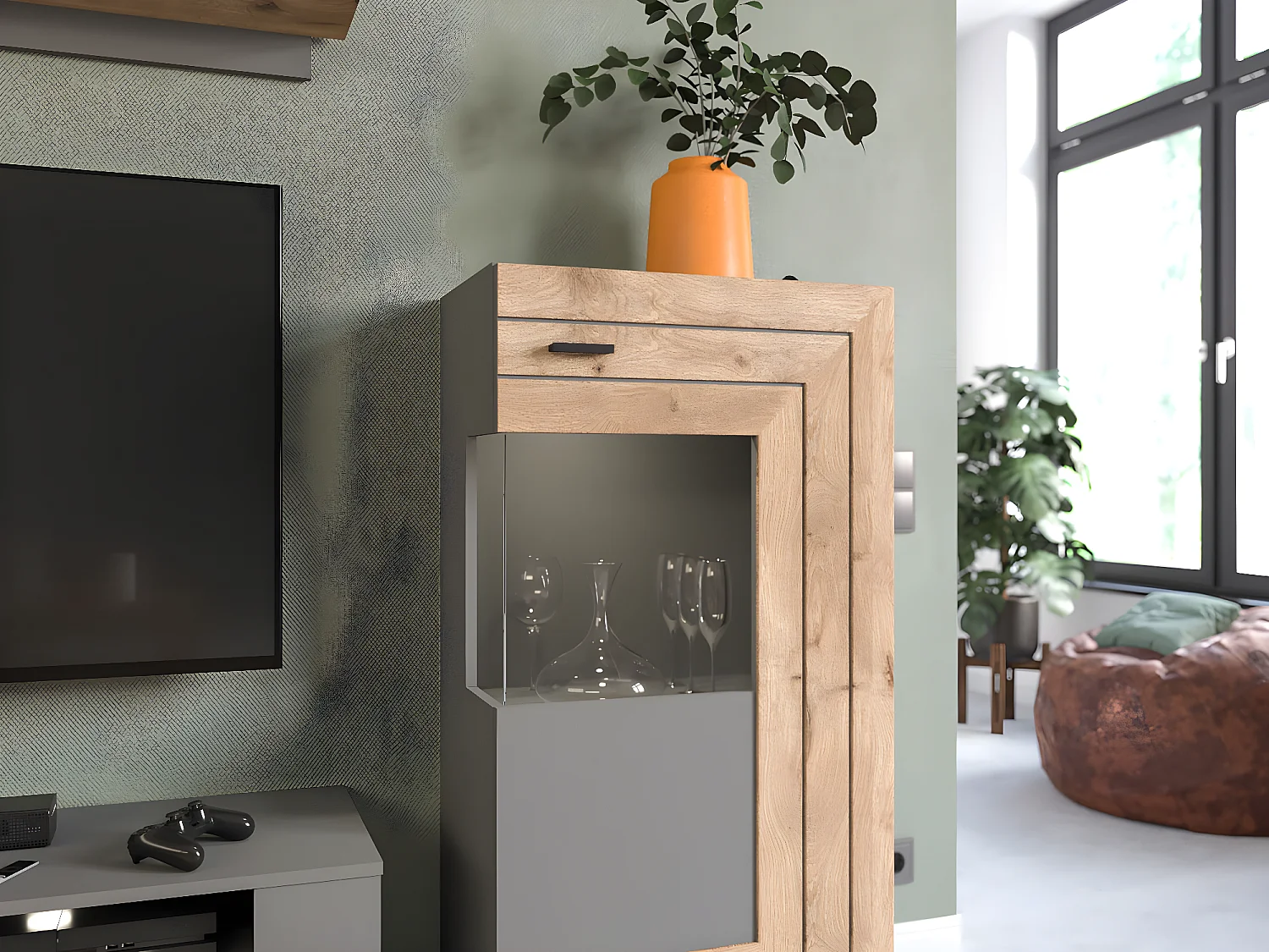 Freno buffet 1 portes gris.