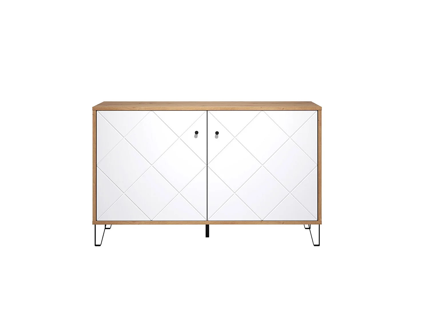 Touch Buffet 2 portes, imitation chêne, blanc mat.