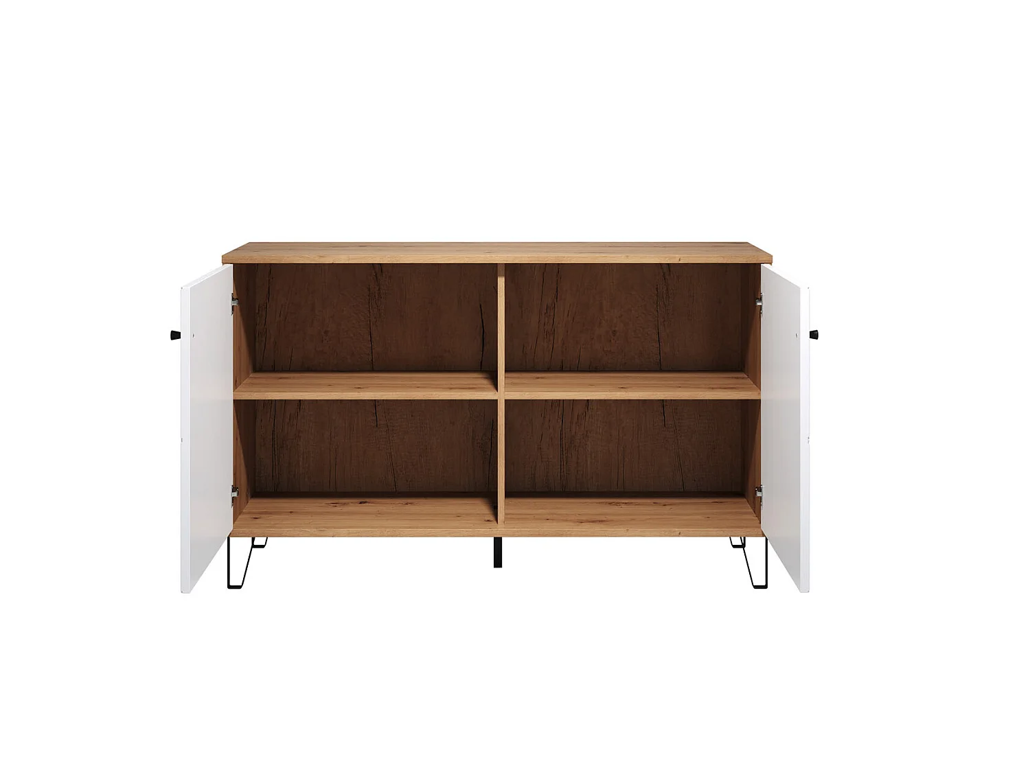 Touch dressoir 2 deuren eiken decor, wit mat.